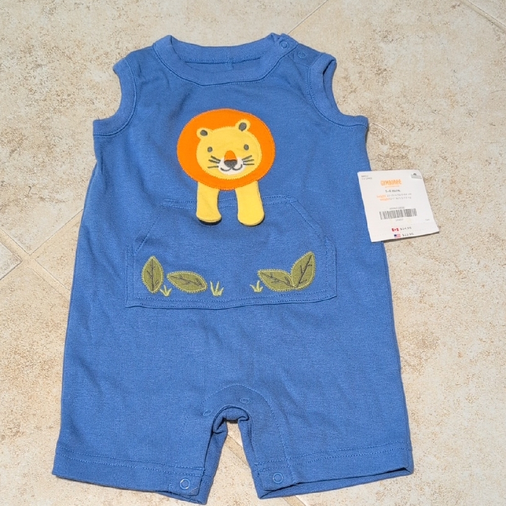 Blue Baby Romper with Lion Design